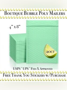 20ct  Bubble Poly Mailers 🍋‍🟩🆕🍋‍🟩
Boutique Mailers  w/ 50ct Free Stickers
